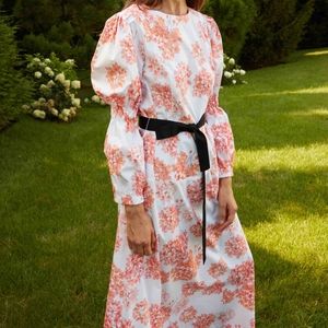 Arias Hydrangea Elastic Long Sleeve Maxi Dress sz 6